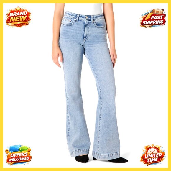 Denim - High-Rise Flare Jeans, Stretch Denim, Size 6, 32" Inseam, Flattering Fit